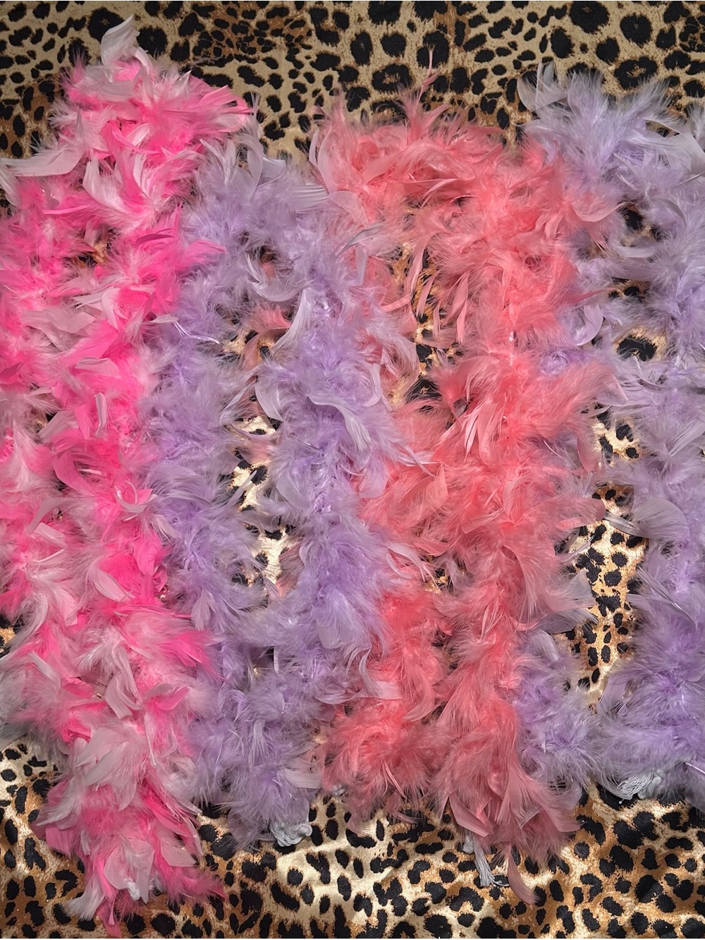Set of 4 Feather Boas - Pink, Coral & Purple Lavender